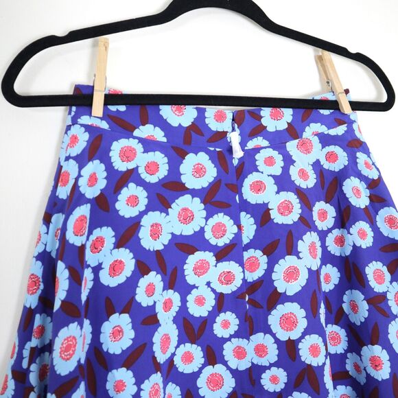 Kate Spade New York Size 0 Silk Tangier Floral Double Layer Skirt Cobalt Blue - Picture 8 of 10